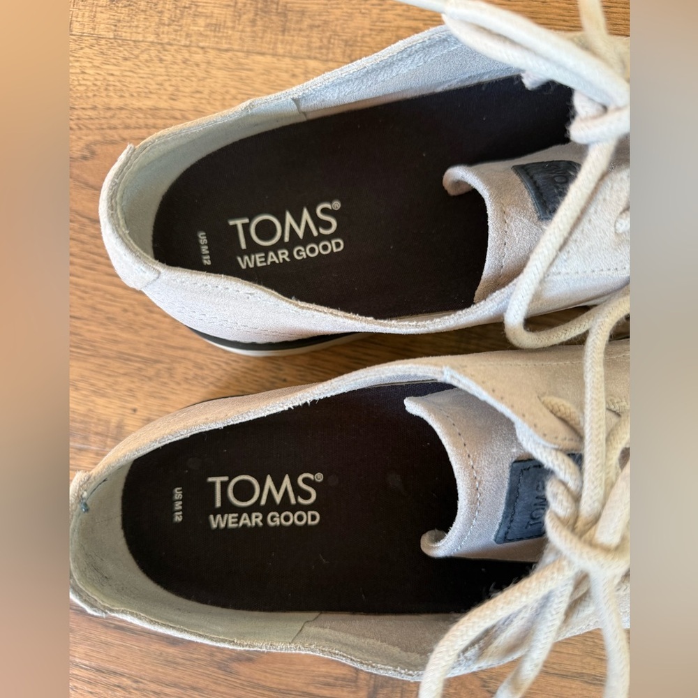 TOMS Wear Good Men's Light Gray Suede Shoes zs 12 - Picture 6 of 8